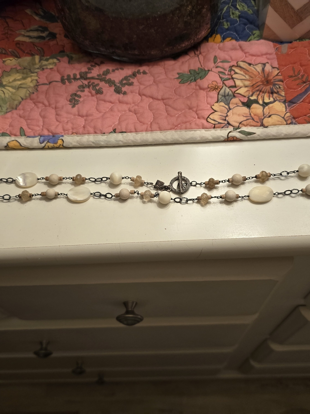 Silpada Delicate Cream Beaded Toggle Necklace - Women's Jewelry
